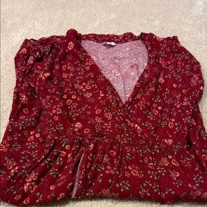 Sonoma Red Floral V-Neck Blouse